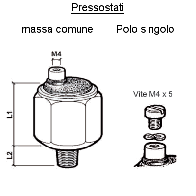 Sensore Pressostato M10 X 1 Tapered, Short 0.9 0.15 Of, per Barca